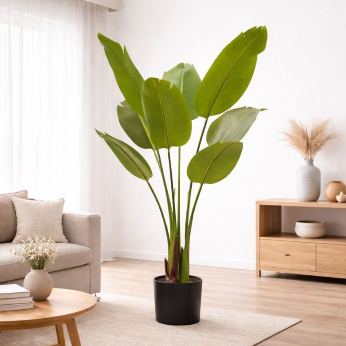 Planta tipo Platanera del viajero Decorativo para Interior. Árbol de Platano Artificial. Tallo Realista 120cm.