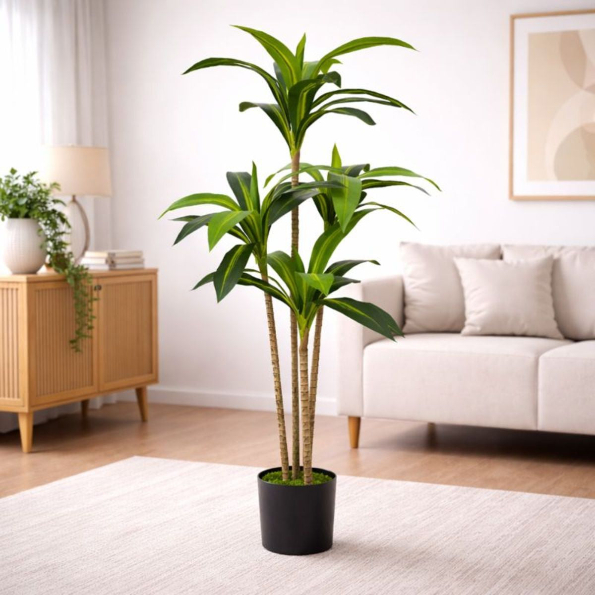 Planta tipo Dracaena Decorativo para Interior. Árbol Realista con Altura de 120cm.