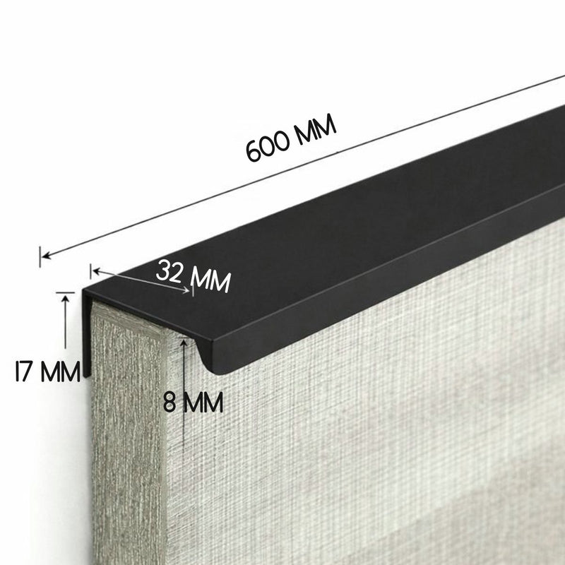 Tirador Jaladera Para Modulares de Cocinas y Closet. Color Negro. Instalación con Tornillo Oculto. Perfil aluminio Haladera. 60 cm.