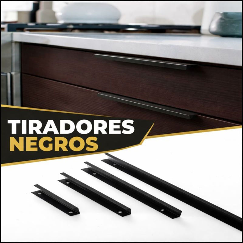 Tirador Jaladera Para Modulares de Cocinas y Closet. Color Negro. Instalación con Tornillo Oculto. Perfil aluminio Haladera. 60 cm.