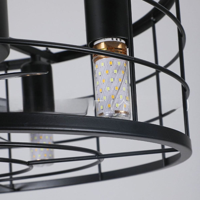 Abanico de Techo lámpara de 48CM con Luz Estilo Industrial. Ventilador de 6 Velocidades con Control Remoto. Color Negro.