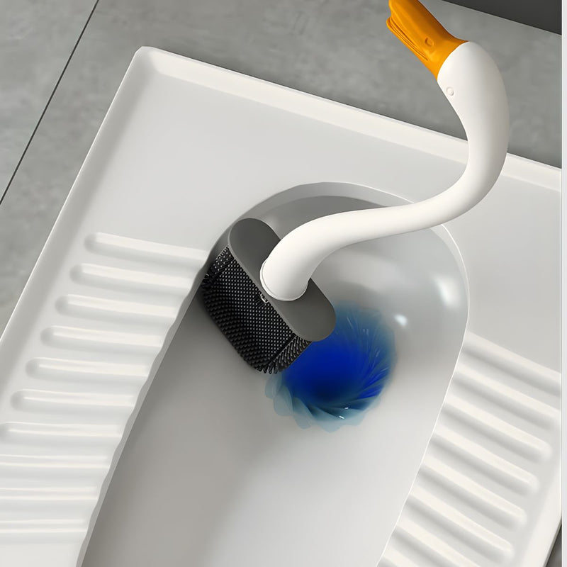 Cepillo de Inodoro con Soporte Adhesivo de pared. Diseño De Pato. Limpieza De Servicio Retrete (37.5X8.5cm).