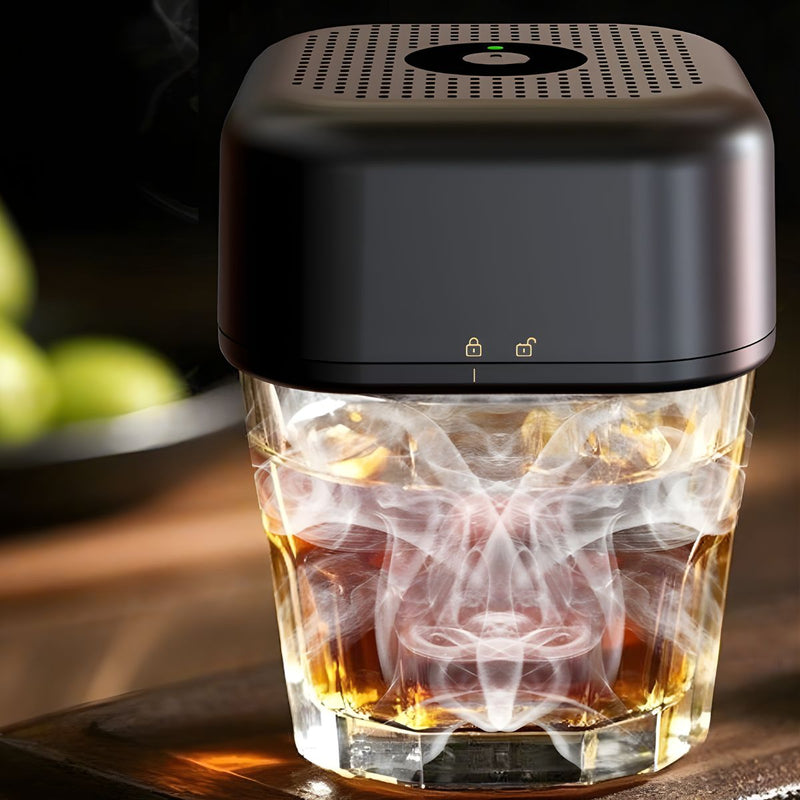 Infusor de humo Eléctrico para Bebidas cockteles. Máquina de Ahumado para Alimento. Ahumador portátil. Color Negro.