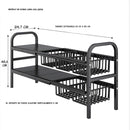Estante Organizador Ajustable De 2 Niveles. Repisa De Almacenamiento Para debajo del fregador de 4 Cestas y 4 Paneles (48.5x24.7x88cm). Color Negro.