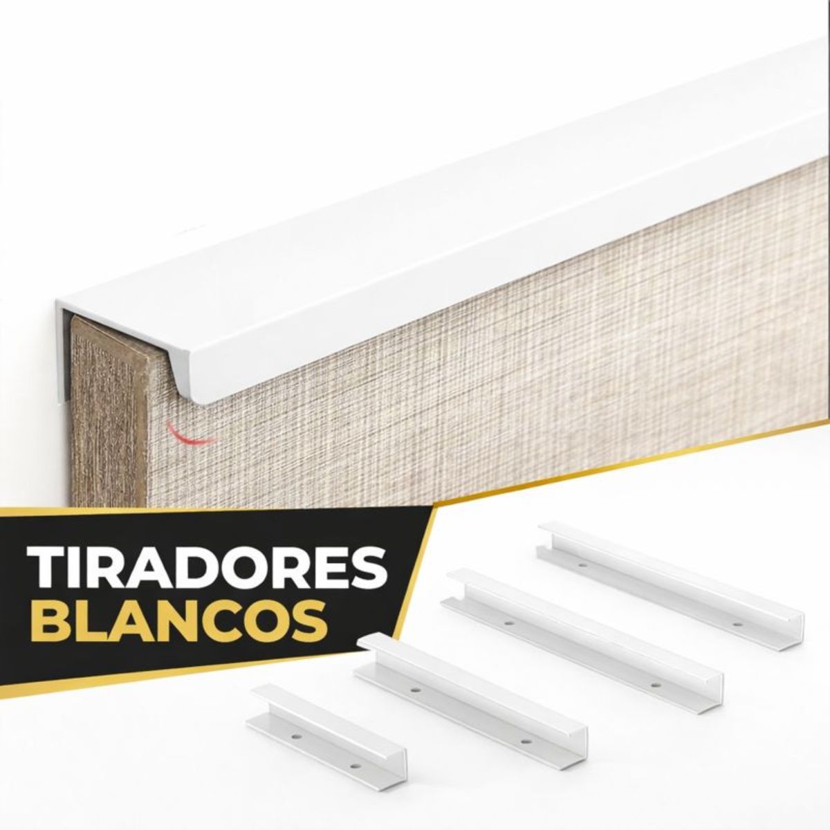 Tirador Jaladera Para Modulares de Cocinas y Closet. Color Blanco. Instalación con Tornillo Oculto. Haladera 40cm.