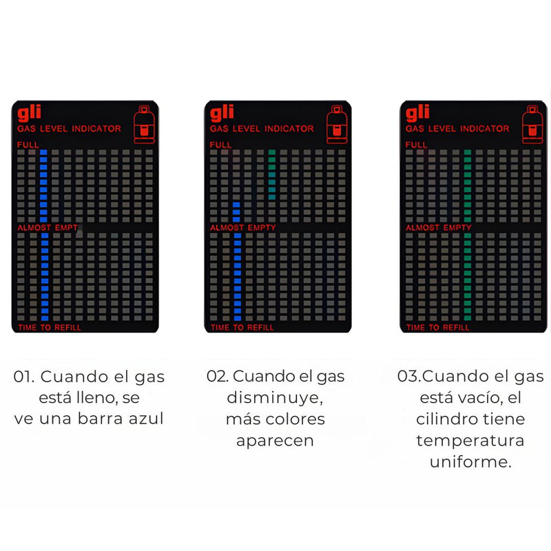 Tarjeta Magnética Indicadora de Nivel de Gas LP. Medidor de Propano Reutilizable para Cilindros 10x6.3cm.