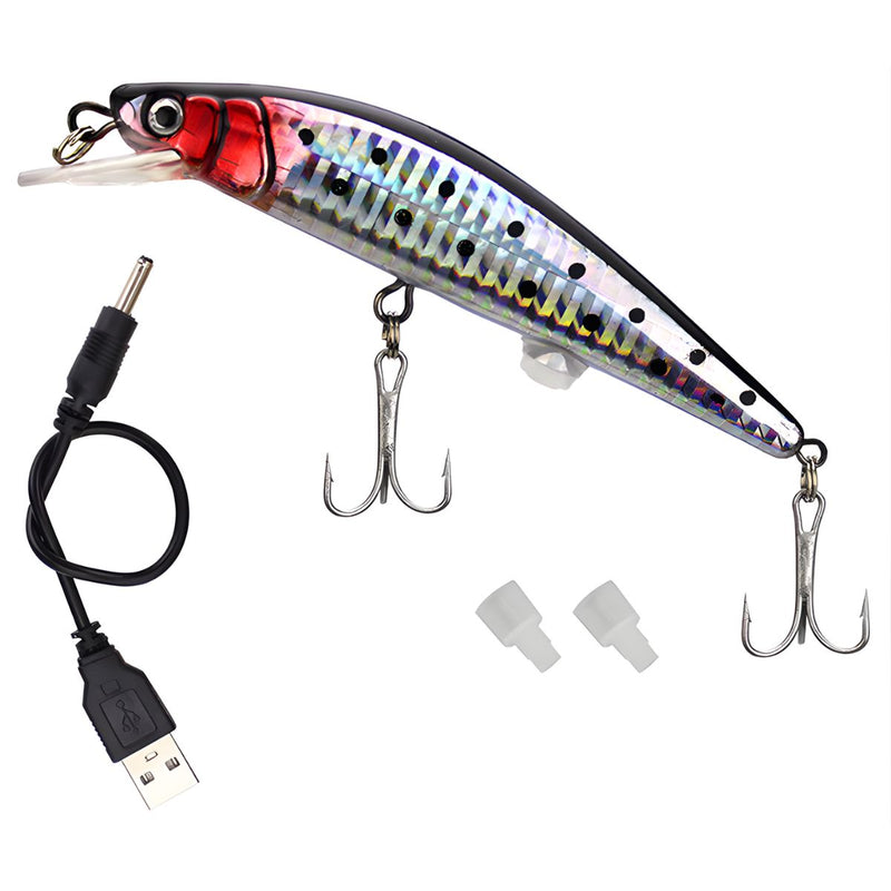 Señuelo de  Cebo Pesca Electrónico USB con Luz LED y Vibración Automática. Carnada con anzuelo. Color Shell 19 g.