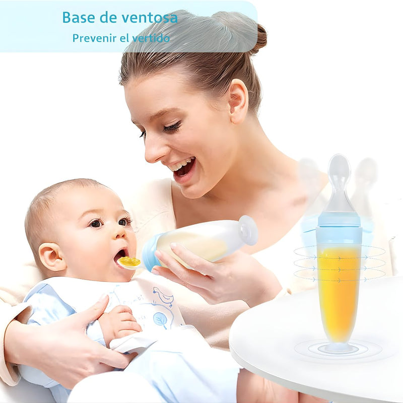 Cuchara Dosificadora para Bebé (90ml). Biberón con Cuchara integrada. Uso desde 0+ Meses. Color azul.