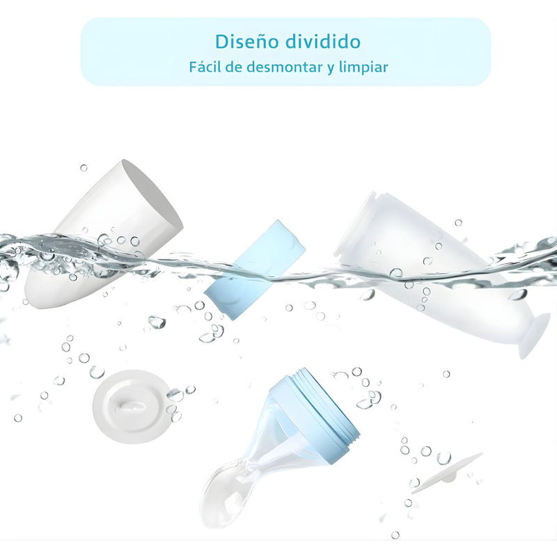 Cuchara Dosificadora para Bebé (90ml). Biberón con Cuchara integrada. Uso desde 0+ Meses. Color azul.