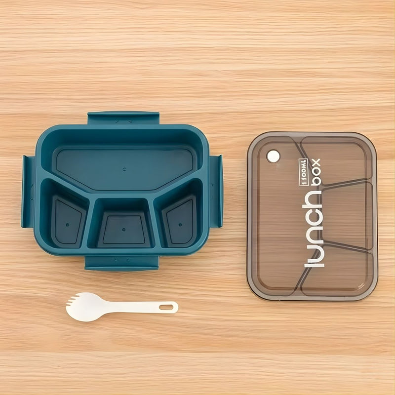 Lonchera Lunch Box 1100ml con Compartimentos. Recipiente Hermético para Comida. Lonchera rectangular. Vasija color azul.