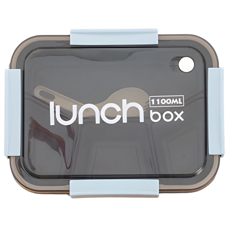 Lonchera Lunch Box 1100ml con Compartimentos. Recipiente Hermético para Comida. Lonchera rectangular. Vasija color azul.