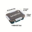 Lonchera Lunch Box 1100ml con Compartimentos. Recipiente Hermético para Comida. Lonchera rectangular. Vasija color azul.
