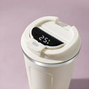 Vaso café Térmico Inteligente Con Indicador De Temperatura. (500ML) Botella Con Pantalla Digital Y Doble Aislamiento. Termo Color blanco.