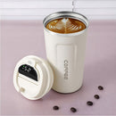 Vaso café Térmico Inteligente Con Indicador De Temperatura. (500ML) Botella Con Pantalla Digital Y Doble Aislamiento. Termo Color blanco.