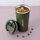 Vaso café Térmico Inteligente Con Indicador De Temperatura. (500ML) Botella Con Pantalla Digital Y Doble Aislamiento. Termo Color verde.
