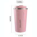 Vaso café Térmico Inteligente Con Indicador De Temperatura. (500ML) Botella Con Pantalla Digital Y Doble Aislamiento. Termo Color rosado.