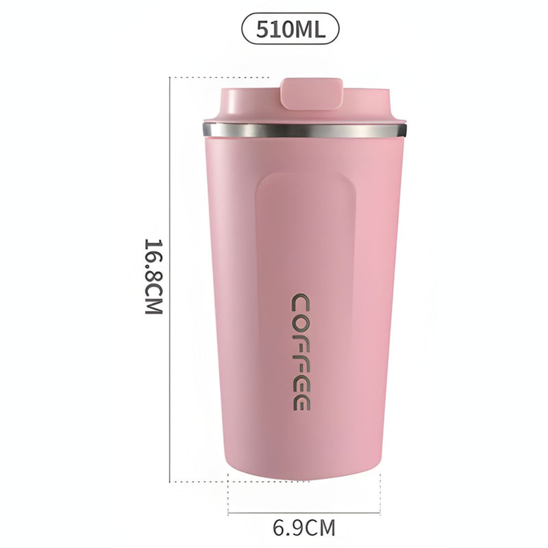Vaso café Térmico Inteligente Con Indicador De Temperatura. (500ML) Botella Con Pantalla Digital Y Doble Aislamiento. Termo Color rosado.