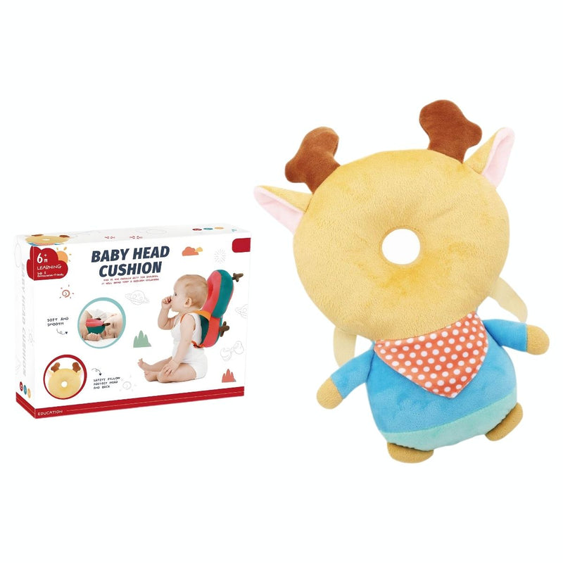 Protector de cabeza para bebé. Cojín anticaídas acolchado con diseño de alce. Protección para gateo y primeros pasos.