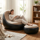 Sillón Inflable con Reposapiés(62x31cm) y Respaldo con bomba de aire manual. Sofá Inflable (125x105x100cm) Ergonómico para Descanso.