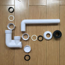 Trampa Sifón De Lavamanos 1 1/4". Tubo Rígido En PVC Blanco Con Salida A Pared Y Conexiones Ajustables. Drenaje Antifugas.