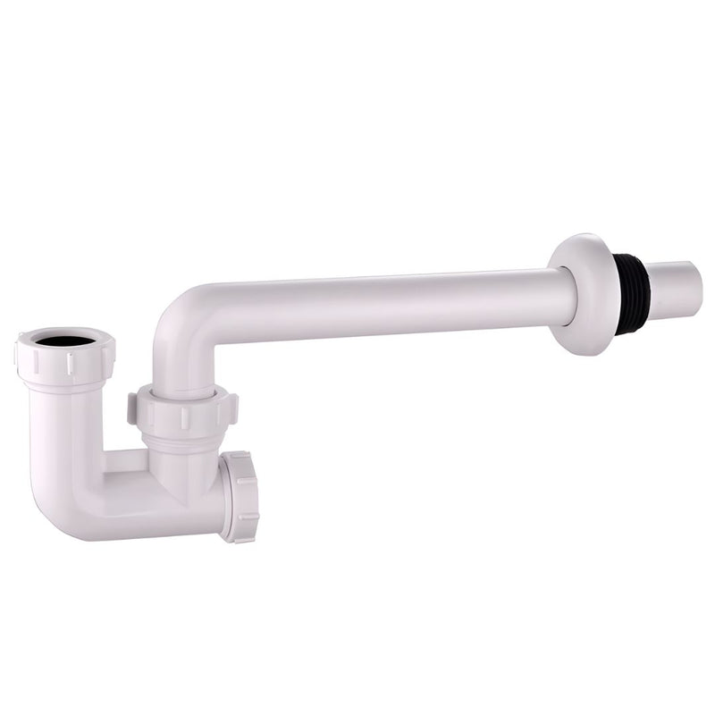 Trampa Sifón De Lavamanos 1 1/4". Tubo Rígido En PVC Blanco Con Salida A Pared Y Conexiones Ajustables. Drenaje Antifugas.