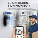 Timbre Inteligente con Cámara WiFi y Panel Solar. Video Portero Inalámbrico con Visión Nocturna, Audio Bidireccional y Monitoreo con app. Incluye covertor anti lluvia exteriores