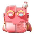 Botella agua Infantil de Doble Compartimento 530ml. Vaso con Boquilla Pop-Up Antiderrames. Incluye Stickers Decorativos 3D y Cepillo. Color Rosado.