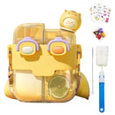 Botella agua Infantil de Doble Compartimento 530ml. Vaso con Boquilla Pop-Up Antiderrames. Incluye Stickers Decorativos 3D y Cepillo. Color amarillo.
