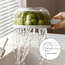 Colador Escurridor Multifuncional con Tapa Giratoria. Recipiente para Lavar y Almacenar Alimentos. Color Blanco.