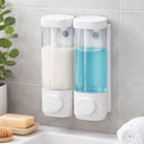 Dispensador de Jabón líquido 600 ml.  Doble Dosificador de shampoo o gel para Pared de Baño o Ducha. Color Blanco.