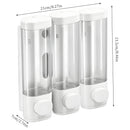 Dispensador de Jabón líquido 900 ml.  Triple Dosificador de shampoo o gel para Pared de Baño o Ducha. Color Blanco.