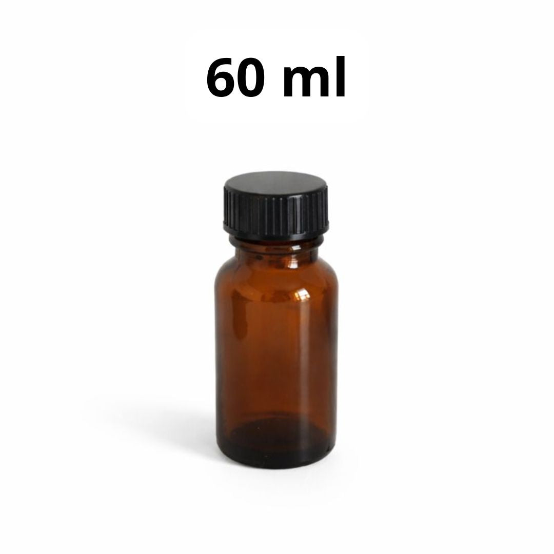 Botella De Vidrio Ámbar 60ml. Frasco Ideal Para Aceites Y Sueros (Unidad).