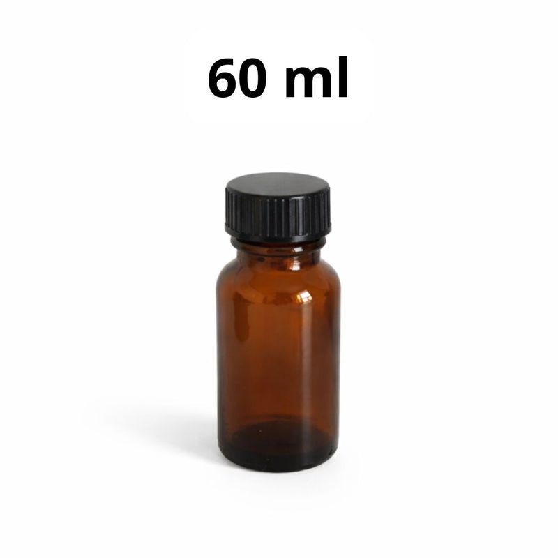 Botella De Vidrio Ámbar 60ml. Frasco Ideal Para Aceites Y Sueros (Unidad).