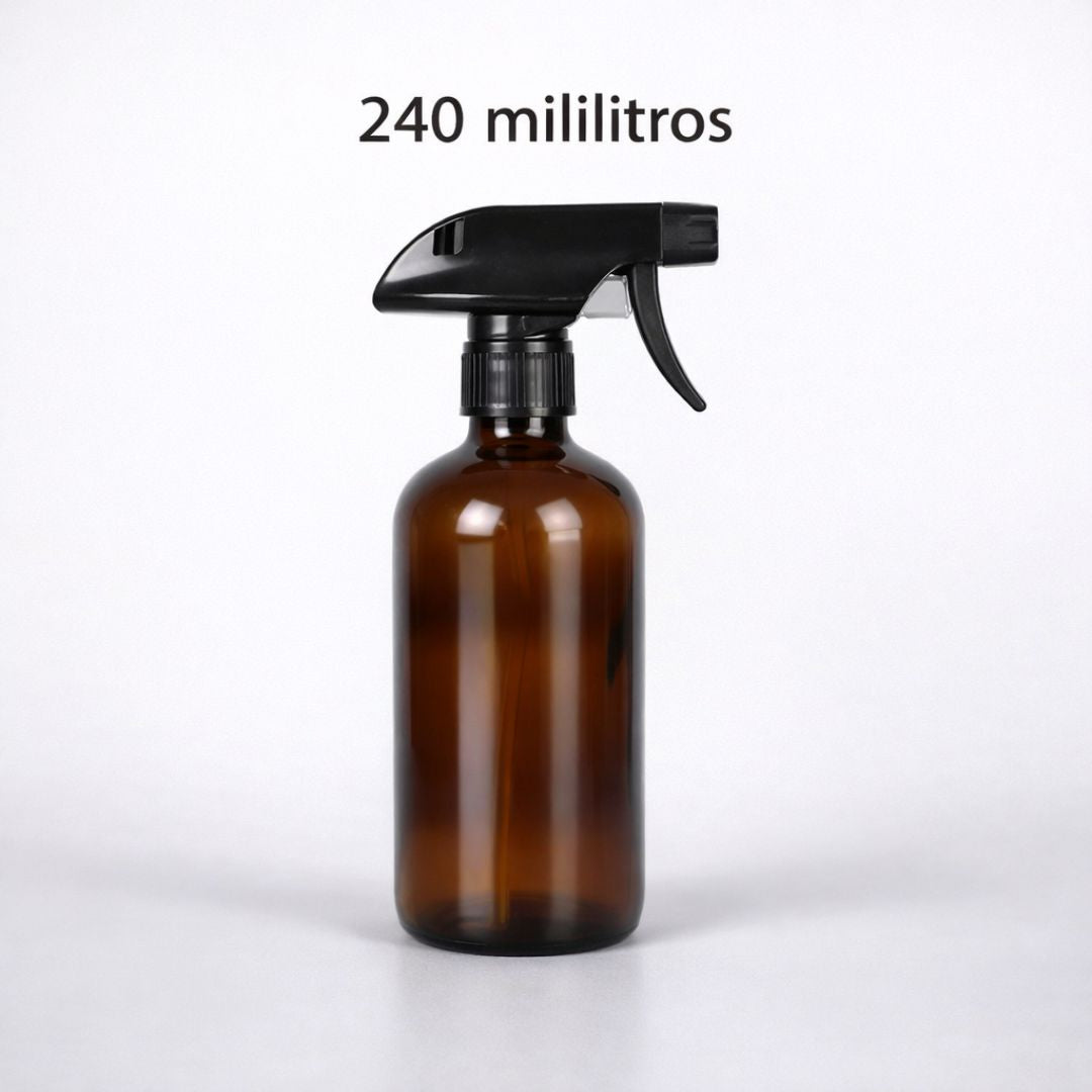 Spray Atomizador de vidrio Ambar De 240ml. Botella De Vidrio. Pulverizador Color Ambar. Spray Rociador De Líquidos. Envase Aspersor.