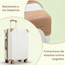 Maleta de Viaje Rígida Retro con Puerto USB y Portavasos. Equipaje de Mano con candado de combinación  24” con Ruedas Giratorias 360°