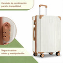 Maleta de Viaje Rígida Retro con Puerto USB y Portavasos. Equipaje de Mano con candado de combinación  28” con Ruedas Giratorias 360°