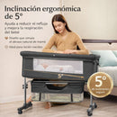 Cuna Colecho para Bebé Multifuncional con Ruedas. Cuna Moisés Ajustable en Altura con Balanceo y Antirreflujo. Cama Auxiliar para Dormitorio. Color  Gris