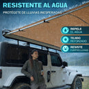 Toldo Lateral para Auto 4x4 SUV Pickup con Brazo de Aluminio y Tela Oxford Impermeable, Protección  UV.Parasol Para Automóvil. Color Khaki. 2x3m