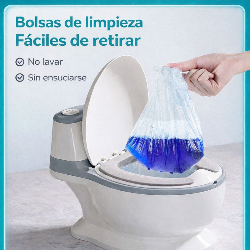 Inodoro Portátil Infantil con Bolsas Desechables Y Escobilla. Orinal para Bebés y Niños De Plástico PP Seguro Y Fácil Limpieza. Soporta hasta 50 kg