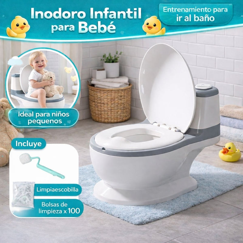 Inodoro Portátil Infantil con Bolsas Desechables Y Escobilla. Orinal para Bebés y Niños De Plástico PP Seguro Y Fácil Limpieza. Soporta hasta 50 kg