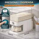 Dispensador de Arroz Hermético 5 kg con Botón Dosificador. Contenedor de Granos a Prueba de Humedad e Insectos. 16.8*29.2*28