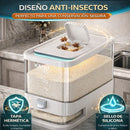 Dispensador de Arroz Hermético 5 kg con Botón Dosificador. Contenedor de Granos a Prueba de Humedad e Insectos. 16.8*29.2*28