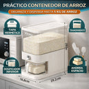Dispensador de Arroz Hermético 5 kg con Botón Dosificador. Contenedor de Granos a Prueba de Humedad e Insectos. 16.8*29.2*28