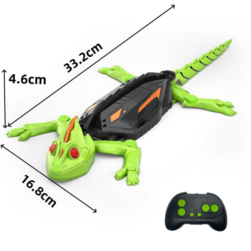 Juguete Lagarto Trepador con Control Remoto Que Escala Paredes y Suelos Con Luces LED.  Lagartija Recargable para Niños.