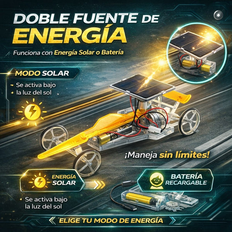 Juguete Auto Solar Educativo Armable para Niños. Coche de Carreras con Energía Solar y Batería. Juguete STEM de Ensamblaje Científico