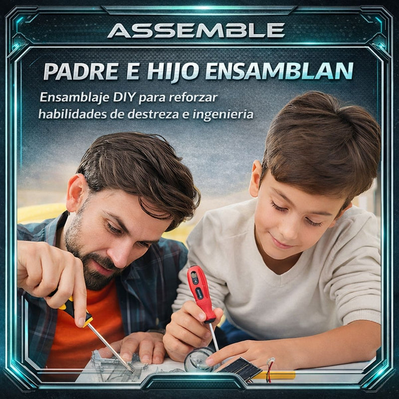 Juguete Auto Solar Educativo Armable para Niños. Coche de Carreras con Energía Solar y Batería. Juguete STEM de Ensamblaje Científico