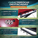 Parrillera BBQ Portátil de Carbón 18” con 53cm x 49cm x 23cm Tapa y Ruedas. Asador Plegable para Camping, Jardín y Exterior