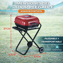 Parrillera BBQ Portátil de Carbón 18” con 53cm x 49cm x 23cm Tapa y Ruedas. Asador Plegable para Camping, Jardín y Exterior