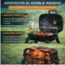Parrillera de Carbón Portátil Plegable. Asador BBQ con Tapa y Ventilación Ajustable De Acero Pintado Negro (59x39x36cm)