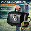 Parrillera de Carbón Portátil Plegable. Asador BBQ con Tapa y Ventilación Ajustable De Acero Pintado Negro (59x39x36cm)